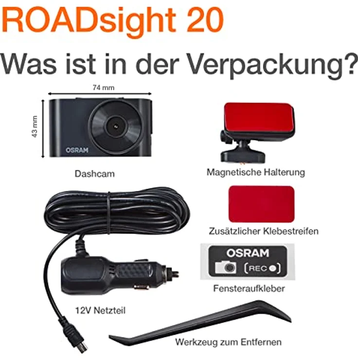 OSRAM ROADsight 30, Dashcam Frontkamera, Full HD 1080p, 30fps, 2 Zoll Display, 130° Weitwinkel, WLAN-fähig, App-fähig, G-Sensor, Parkmodus – Bild 5
