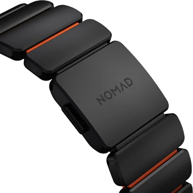 NOMAD Stratos Band I für Apple Watch 42/44/45/46/49mm, Hybrid-Design aus Titan und FKM, wasserresistent, Black Ultra Orange – Bild 4