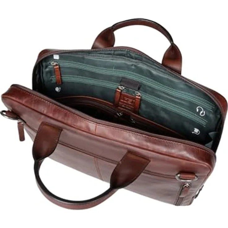 Jost Aktentasche Lund Business S, langlebige Laptoptasche aus geöltem Pull-up-Leder mit drei gepolsterten Fächern für Laptop, Tablet und Smartphone, braun – Bild 5