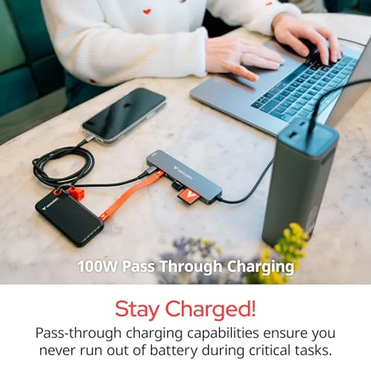 Verbatim USB-C Essentials Multiport Hub, 6 Anschlüsse mit RJ45, 4K HDMI und 100W PD – Bild 4