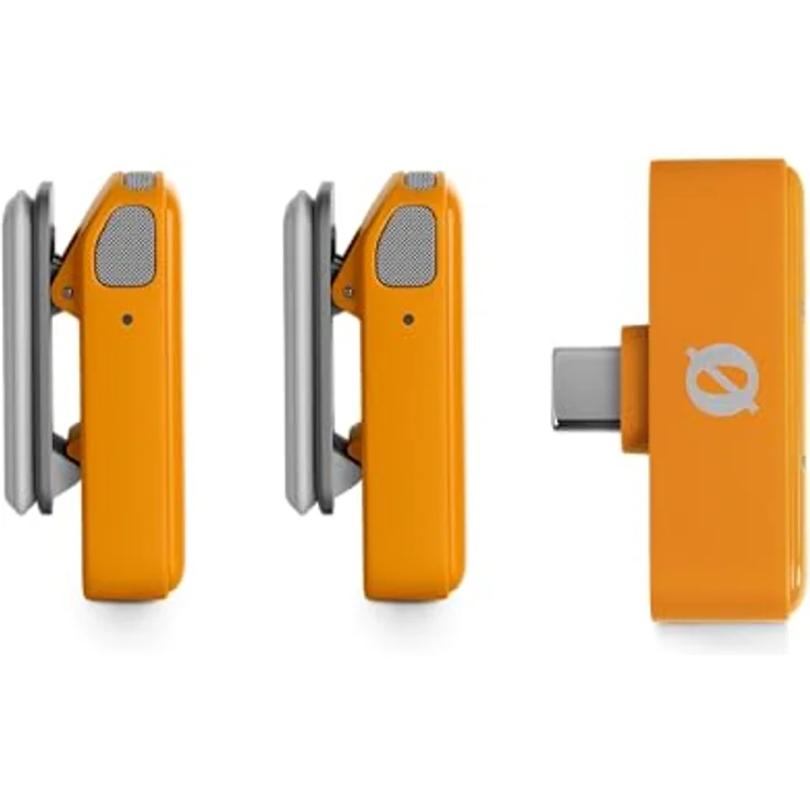 RØDE Wireless Micro, Kompaktes kabelloses Mikrofon mit zwei Mikrofonen und Ladecase für Smartphone-Inhaltserstellung, USB-C, Orange – Bild 3