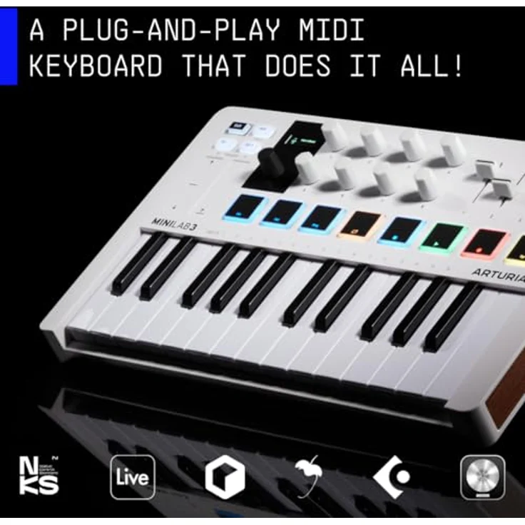 Arturia MiniLab 3 Deep Black, MIDI-Controller mit 25 Tasten, USB-C, Arpeggiator und 8 beleuchteten Pads – Bild 4
