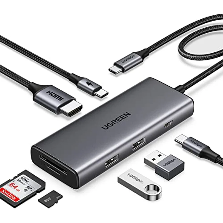 UGREEN Revodok Pro 107 USB C Docking Station 10Gbps USB-C & USB-A Ports USB 3.2 gen 2, 4K HMDI, PD100W, SD/TF USB C Hub - Kompatibel mit iPhone 15, MacBook, iPad, Surface, Steam Deck, Galaxy S24 usw. – Bild 1