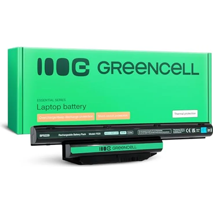 Green Cell Laptop-Batterie, 4400 mAh Lithium-Polymer, schwarz, für Fujitsu LIFEBOOK A514/A544/A555/E547/E554/E734/E744/E746/E754/S904
