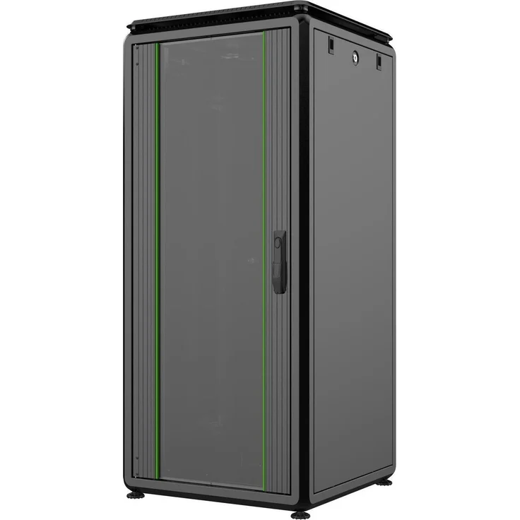 Logon RDL26U66BL, 19 Zoll Serverschrank mit 26 HE, IP40 Schutzgrad, abnehmbaren Seitenteilen, schwarzer Stahlkonstruktion