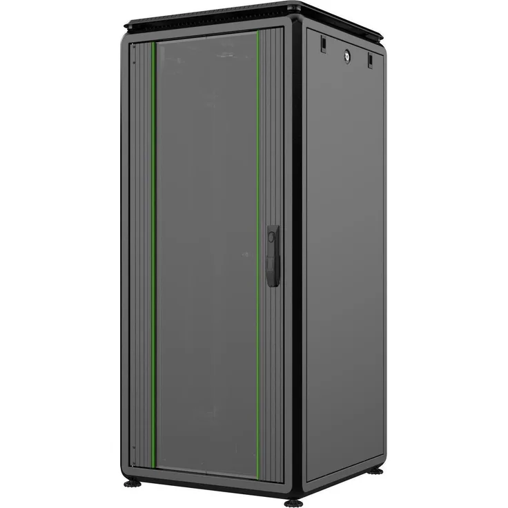 Logon RDL26U66BL, 19 Zoll Serverschrank mit 26 HE, IP40 Schutzgrad, abnehmbaren Seitenteilen, schwarzer Stahlkonstruktion