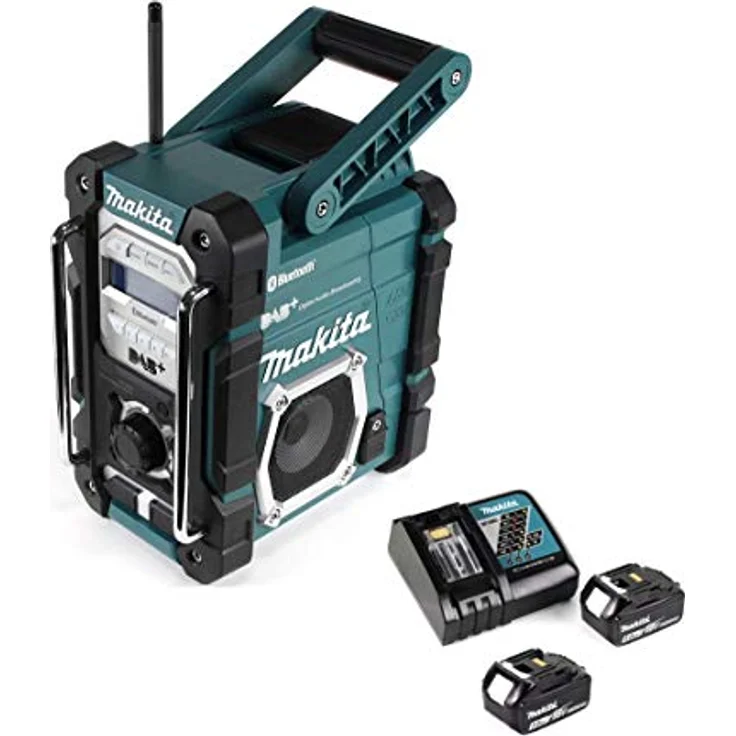 Makita DMR 112 RT Akku Baustellen Radio 7,2 - 18V Bluetooth DAB+ + 2x 5,0Ah Akku + Ladegerät schwarz, blau, silber – Bild 2