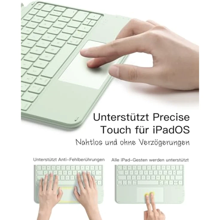Inateck Hülle mit Tastatur, Ultraleichte Tastatur für iPad 10/11 A16 (2025), Air 11" M3/M2 (2025/2024), Pro 11 1-4, Abnehmbar mit Touchpad, QWERTZ, AceTouch KB04122 – Bild 4