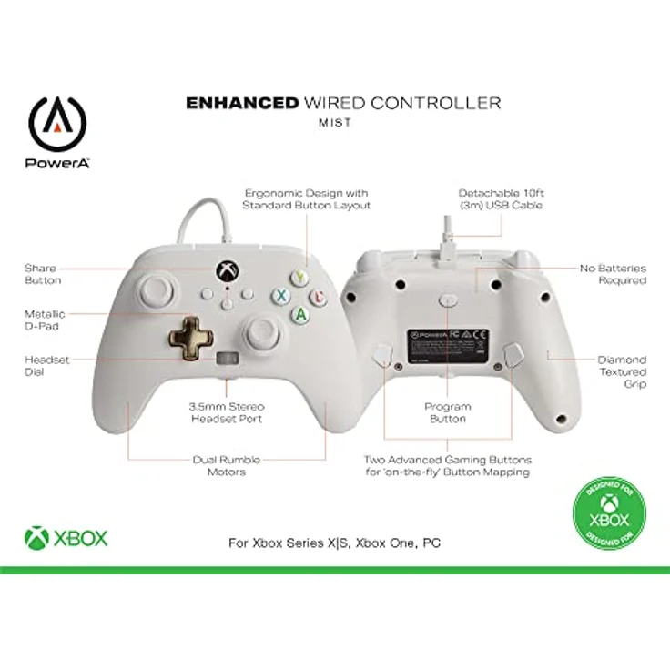 PowerA Enhanced Wired Controller Mist Weiß (1518809-01) (Xbox Series) – Bild 3