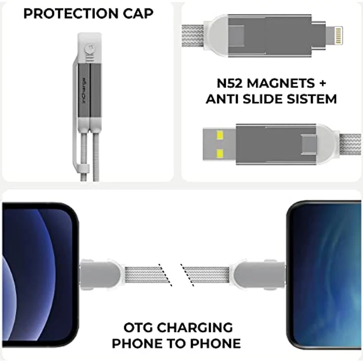 Rolling Square inCharge XL 30 cm, Ladekabel, USB/Mikro-USB/Lightning, weiß – Bild 3