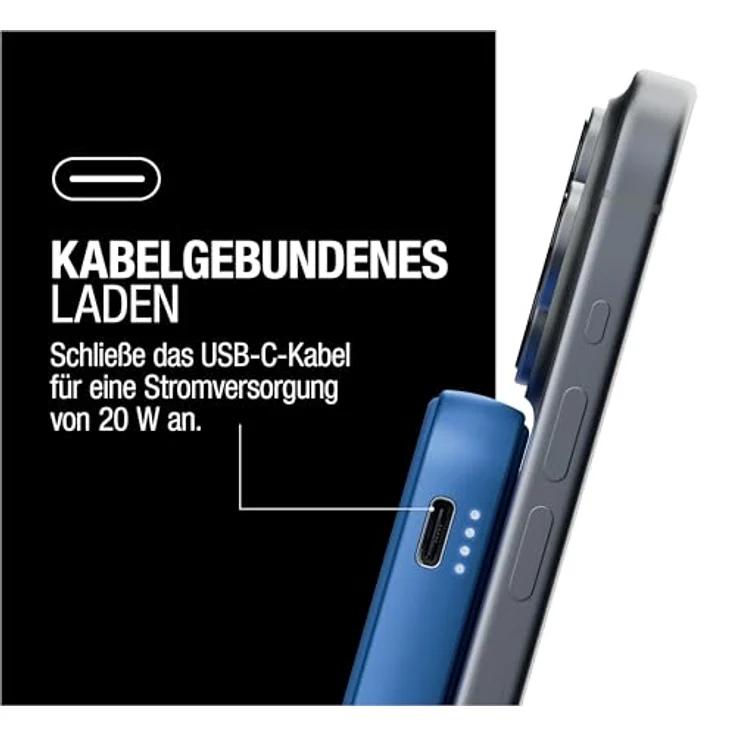 Fresh 'n Rebel Wireless Magnetic Powerbank 5000mAh, MagSafe-kompatibel, PD 20W Schnellladung, USB-C Port (in/Out), mit Ständer, True Blue – Bild 5
