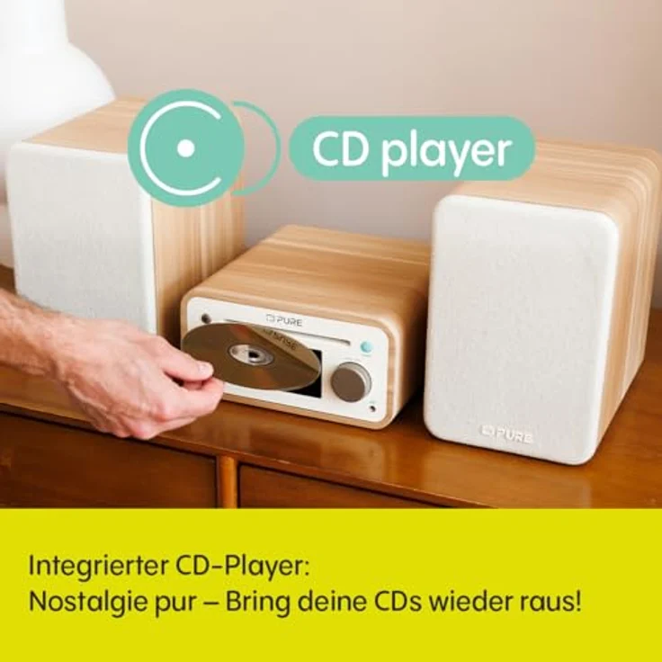 PURE Classic Stereo Mini Kompaktanlage, DAB+ & FM-Radio, CD-Player, Bluetooth 5.3, 2x20W Lautsprecher, braun – Bild 4