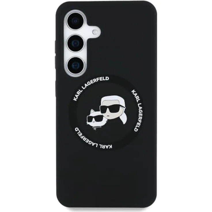 CG MOBILE Karl Lagerfeld Silikonhülle Doppelköpfe und Kreis, kompatibel mit MagSafe für Samsung Galaxy S25+, Schwarz – Bild 3