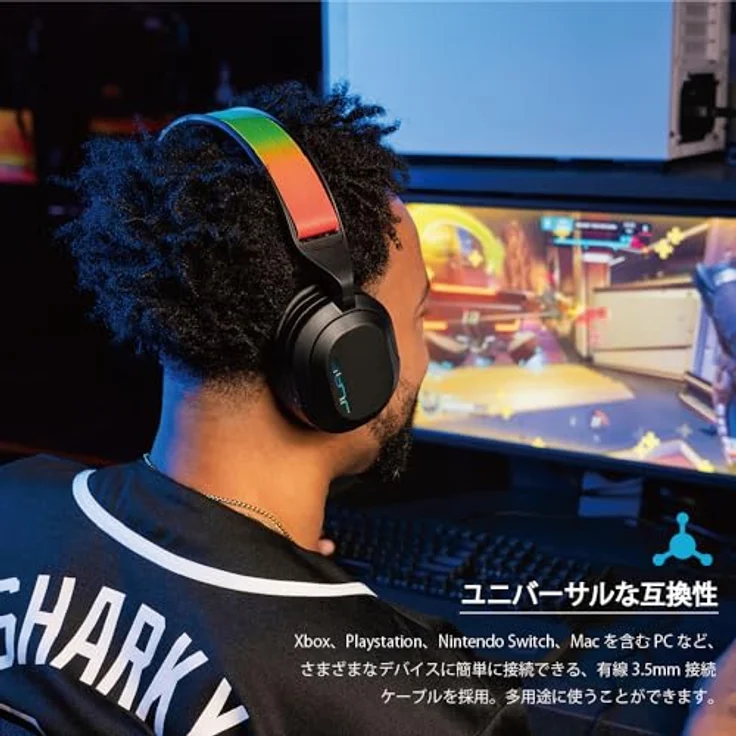 JLab Audio JLab Nightfall Gaming Headset, kabelgebundenes Over-Ear-Design mit 50 mm Treibern und integriertem Mikrofon, Schwarz – Bild 2