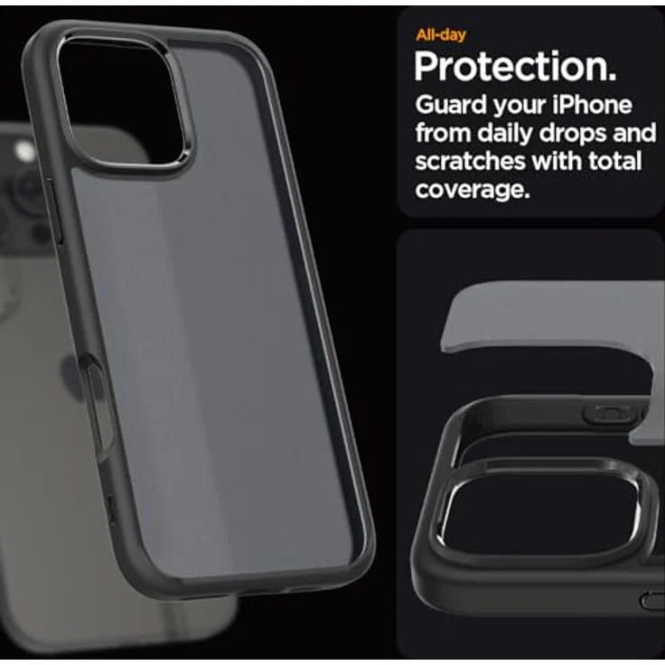 Spigen iPhone 16 Pro Max Hülle [Anti-Yellowing] Ultra Hybrid Case Transparent -Frost Black – Bild 4