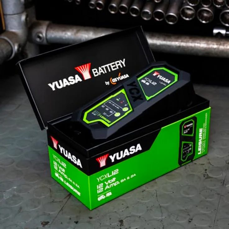 Yuasa Bleiakku-Ladegerät YCXL12, 12V mit max. 12A Ladestrom, neunstufiger Ladeprozess, für Blei-Säure- und Lithium-Batterien, mehrstufiger Schutz und Eco-Modus – Bild 2