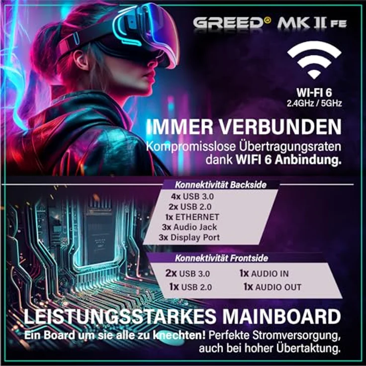 GREED MK2 FE - Gaming PC - AMD Ryzen 5 5500, RTX 5050 (8GB), 16GB DDR4 RAM, 512GB SSD, WiFi, Windows 11 Pro, 4,6 GHz – Bild 6