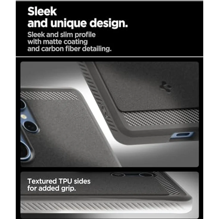 Spigen Rugged Armor MagFit Hülle für Samsung Galaxy S25 Ultra, Kompatibel mit MagSafe -Marble Gray, Einfarbiges TPU mit Karbon Look, Air Cushion Technologie, Schutzrand für Display und Kamera – Bild 5