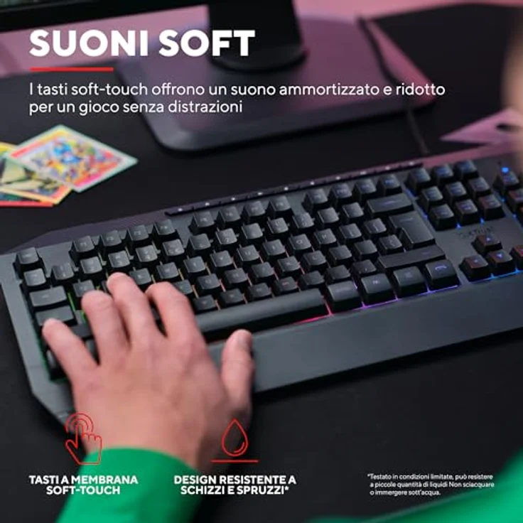 Trust Gaming GXT 836 Evocx, Tastiera Gaming Layout Italiano QWERTY, aus 78% recyceltem Material, Doubleshot-PBT-Tastenkappen, integrierter Speicher und Beleuchtungsvoreinstellungen – Bild 5