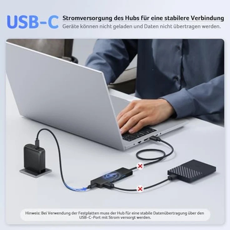 Acer Ultra Slim USB 3.0 HUB mit USB-C-Stromversorgung, 4 Ports Adapter für PC/Laptop, 5 Gbps Übertragungsgeschwindigkeit, tragbar, 20cm – Bild 5