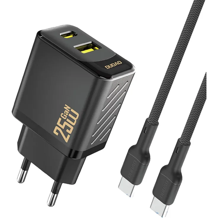 Dudao A26TCEU, 25W USB-C und USB-A Adapter mit USB-C Kabel, kompakt und schnellladefähig