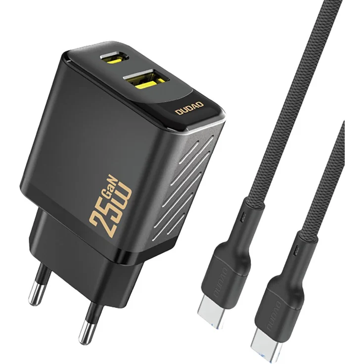Dudao A26TCEU, 25W USB-C und USB-A Adapter mit USB-C Kabel, kompakt und schnellladefähig