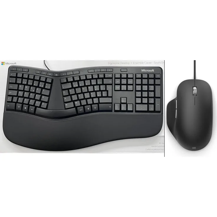Microsoft Ergonomic Desktop - Ergonomisches Tastatur-/Maus-Set mit Handballenauflage, Schweizer-QWERTZ Layout