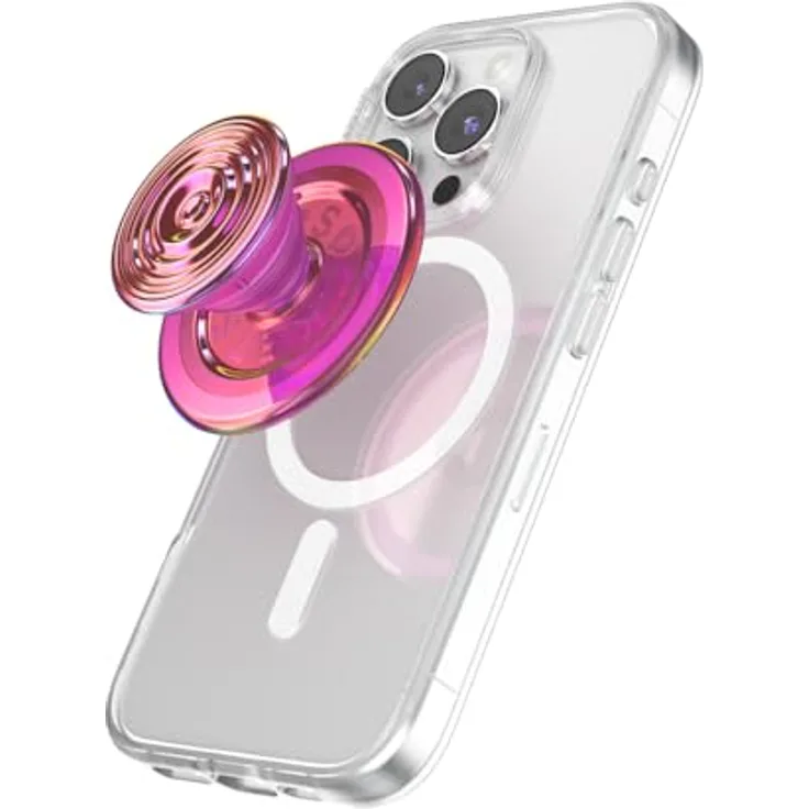 PopSockets PopGrip für MagSafe mit Kickstand, magnetischem Ständer, sicherem Halt und swappable Top - Ripple Iridescent Absinthe
