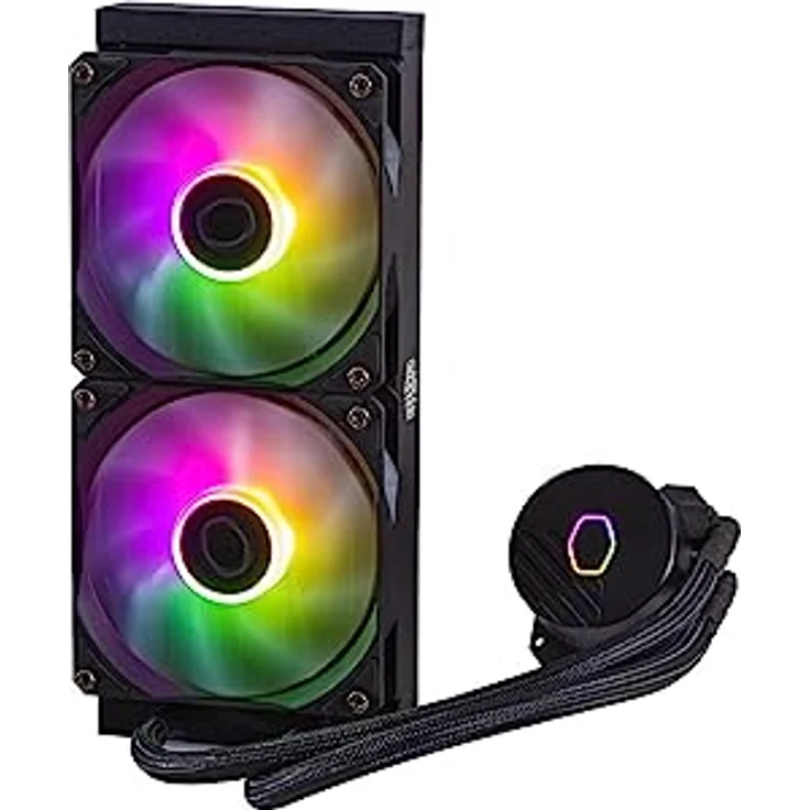 Cooler Master MasterLiquid 240L Core ARGB Wasserkühlung - CPU-Flüssigkeitskühler mit Zweikammer-Gen-S-Pumpe, überlegende PC-Kühlung mit 120mm ARGB-Lüfter, LGA 1700- und AM5-Halterungen – Schwarz – Bild 2