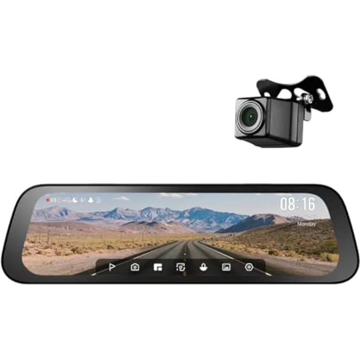 70mai S500 Spiegel Dashcam (WLAN (Wi-Fi), Mit 1080P Rückfahrkamera, 9.35'' IPS TouchScreen, IMX675 Bildsensor, G-Sensor, HDR)