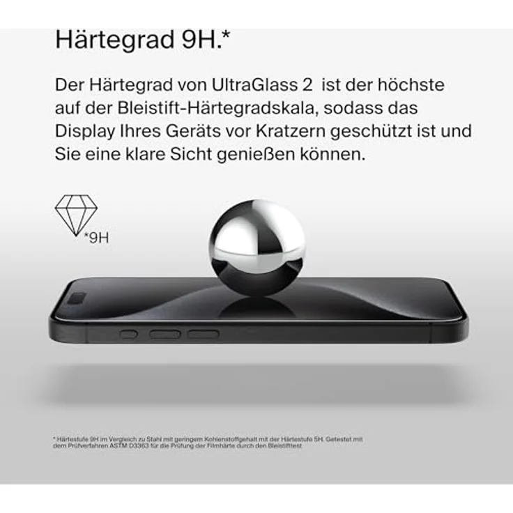 Belkin ScreenForce UltraGlass 2 antimikrobielle iPhone 15 Pro Max Display-Schutzfolie, kratzfest, dünnes Glas, in Tests bestätigter Härtegrad 9H, mit Positionierungsschale zur blasenfreien Anbringung – Bild 4