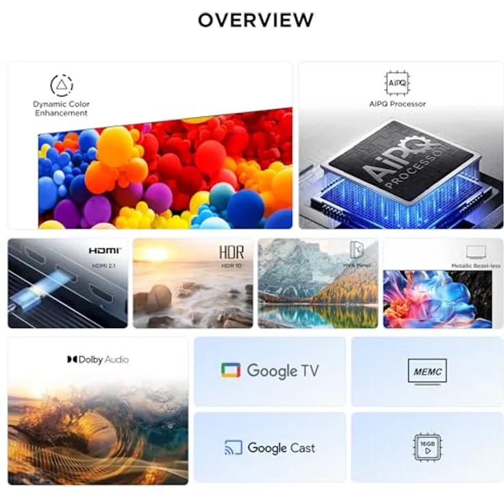 TCL 55P6K LED TV, 55 Zoll 4K HDR Smart TV mit Google TV, Dolby Audio, Motion Clarity, HDMI 2.1, kompatibel mit Google Assistant und Alexa – Bild 3