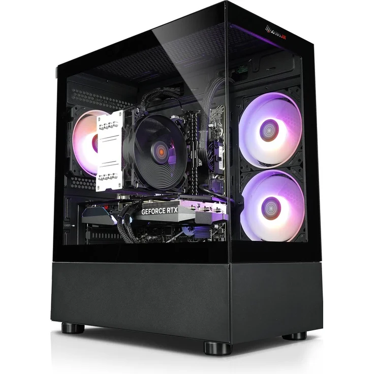 Kiebel InvaderXS VIII, Micro ATX PC Gehäuse mit RGB-Lüftern und kratzfester Front- und Seitenglaswand, Schwarz