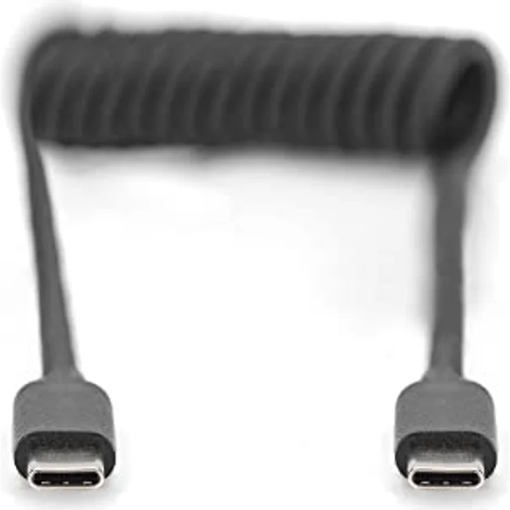 DIGITUS USB 2.0 - USB - C auf USB - C Spiralkabel - USB 2.0, PD 60W Max; 1m, Schwarz – Bild 5