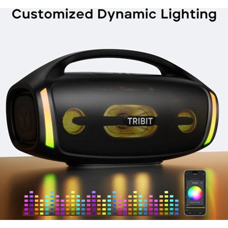 Tribit StormBox Blast 2 Bluetooth Lautsprecher, 200W mit Subwoofer, XBass, LED-Leuchten, IP67, Karaoke Funktion - Perfekt für Outdoor Party/Strand – Bild 4