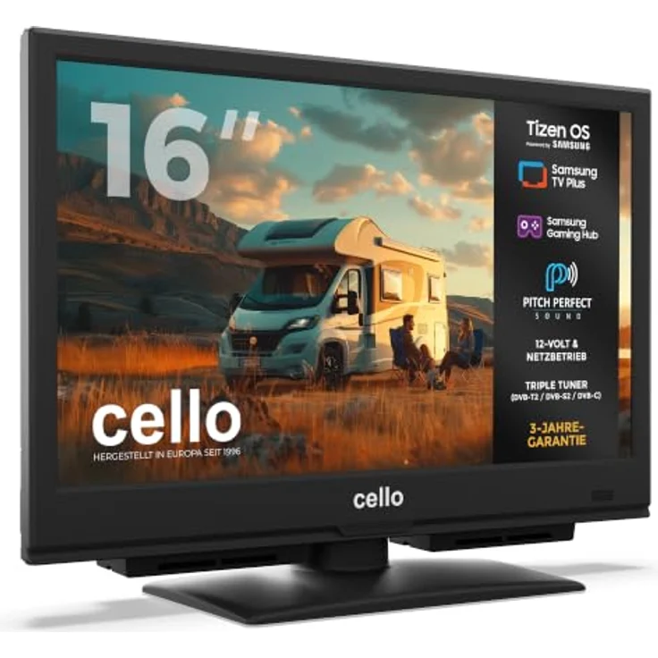 Cello 16" Tizen OS Smart Camping LED TV, Full HD, Triple Tuner, Pitch Perfect Sound, 12V/24V/230V Multispannung – Bild 2