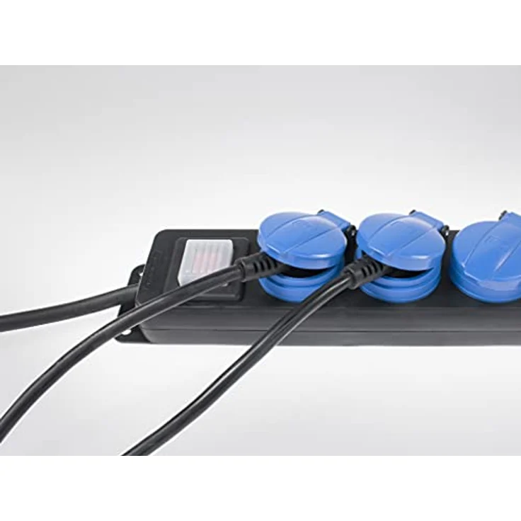 as - Schwabe 5-fach Verteilersteckdosenleiste mit Schalter – Schuko-Steckdosen im Mehrfachstecker mit 1,5 m Leitung – Steckdosenleiste für Baustellen geeignet- IP44 - Schwarz I 38609 – Bild 4