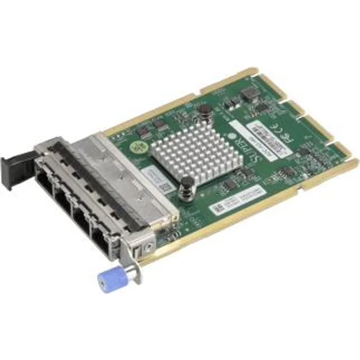 Supermicro AOC-AG-I4M-O, Netzwerkkarte mit 4 Gigabit Ethernet Ports, Intel I350 GbE Controller, kompatibel mit FreeBSD und Windows Server
