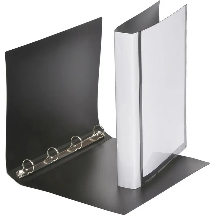 FOLDERSYS Präsentationsordner A4 Präsentations-Ringbuch mit 4-Ringmechanik, 25mm Rücken, 40mm PP schwarz