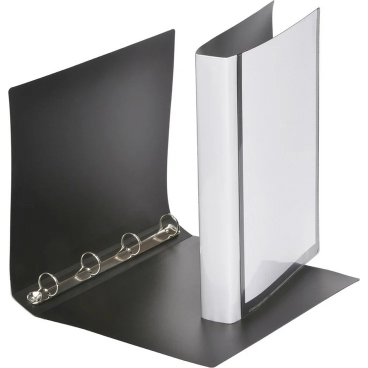 FOLDERSYS Präsentationsordner A4 Präsentations-Ringbuch mit 4-Ringmechanik, 25mm Rücken, 40mm PP schwarz