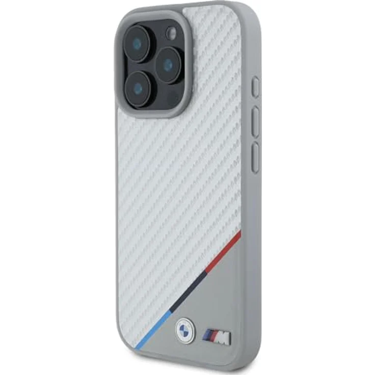 BMW BMHMP16L23PUDTS Hülle für iPhone 16 Pro 6.3" grau, Hartschalenkoffer der M Carbon Tricolor Line aus Kunstleder / PC / TPU – Bild 2