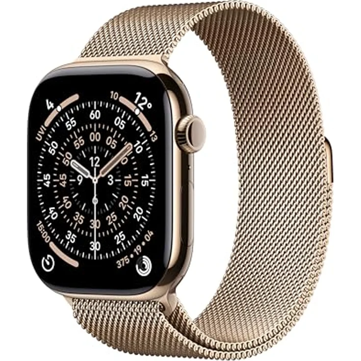Apple Watch Series 11 Cellular, 46 mm, Titangehäuse Gold, Milanaise Armband Gold - S/M – Bild 1