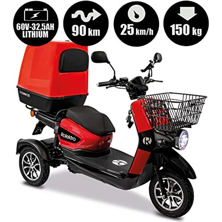 Rolektro E-Carrier 25 Lithium mit XXL Koffer Dreirad-Mobil - 1000W Elektromobil E-Moped bis 70km RW - 3-Rad Seniorenmobil mit Zulassung – Bild 2