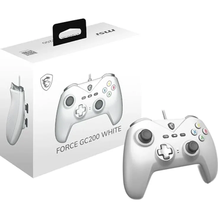 MSI FORCE GC200 WHITE, Gaming Controller für Android und PC, mit magnetischen Hall-Effekt-Triggern, ergonomischem Design und dynamischem haptischen Feedback, weiss