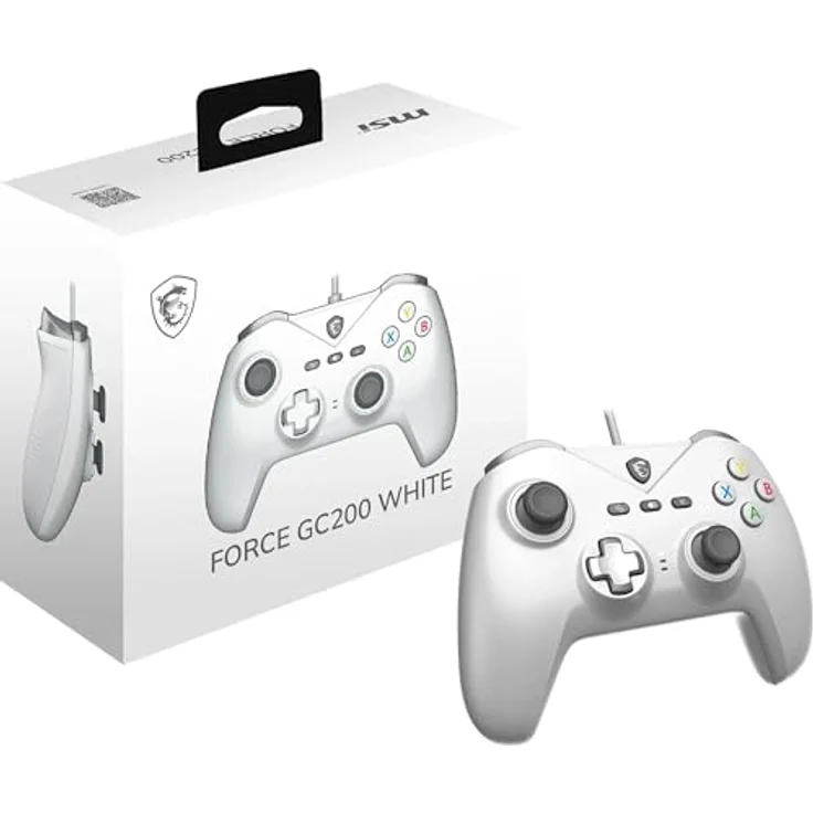 MSI FORCE GC200 WHITE, Gaming Controller für Android und PC, mit magnetischen Hall-Effekt-Triggern, ergonomischem Design und dynamischem haptischen Feedback, weiss – Bild 1