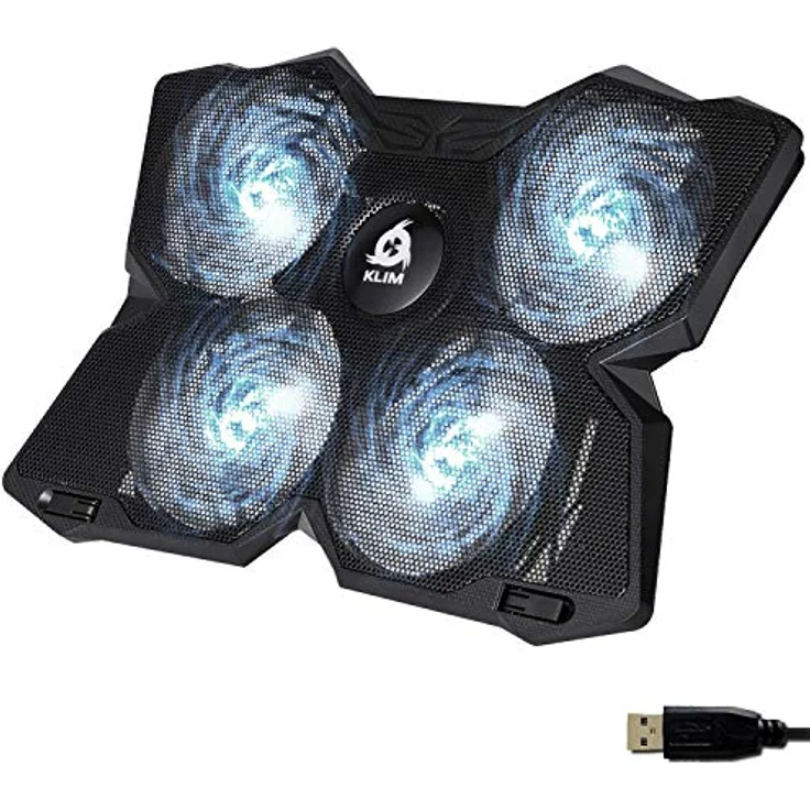KLIM Wind Laptop Kühler, Cooling Pad mit 4 Lüftern, USB powered, stabil und leise, 15-17 Zoll, Weiß – Bild 1