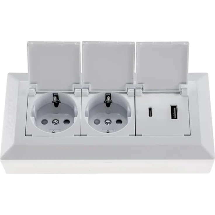 ChiliTec CHILITEC Steckdosenblock 23950, 2-fach mit Schutzklappen, USB-A+C, weiß – Bild 4