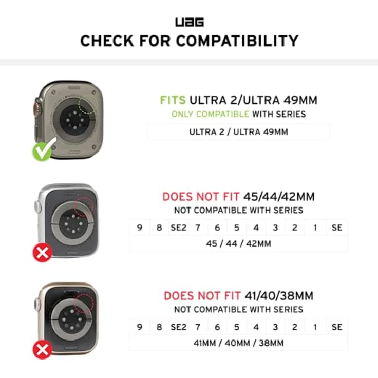URBAN ARMOR GEAR Scout Case für Apple Watch Ultra / Ultra 2 (49mm) - Sturz- und Stoßsicher nach US-Militärstandard, Displayschutz, Schwarz – Bild 2