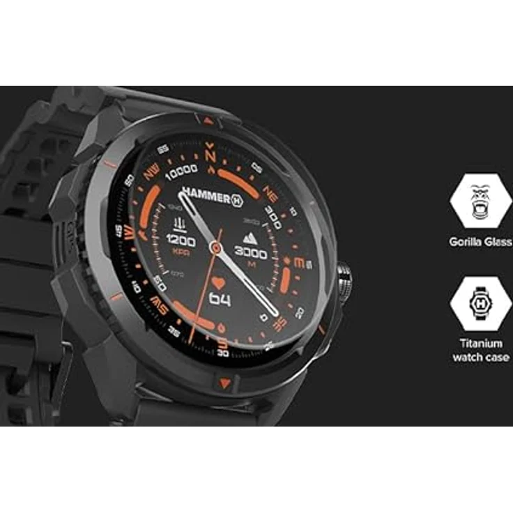 Hammer Sport-Smartwatch GPS 5 ATM Wasserdichtigkeit 14 Tage Akkulaufzeit Schwarz – Bild 4