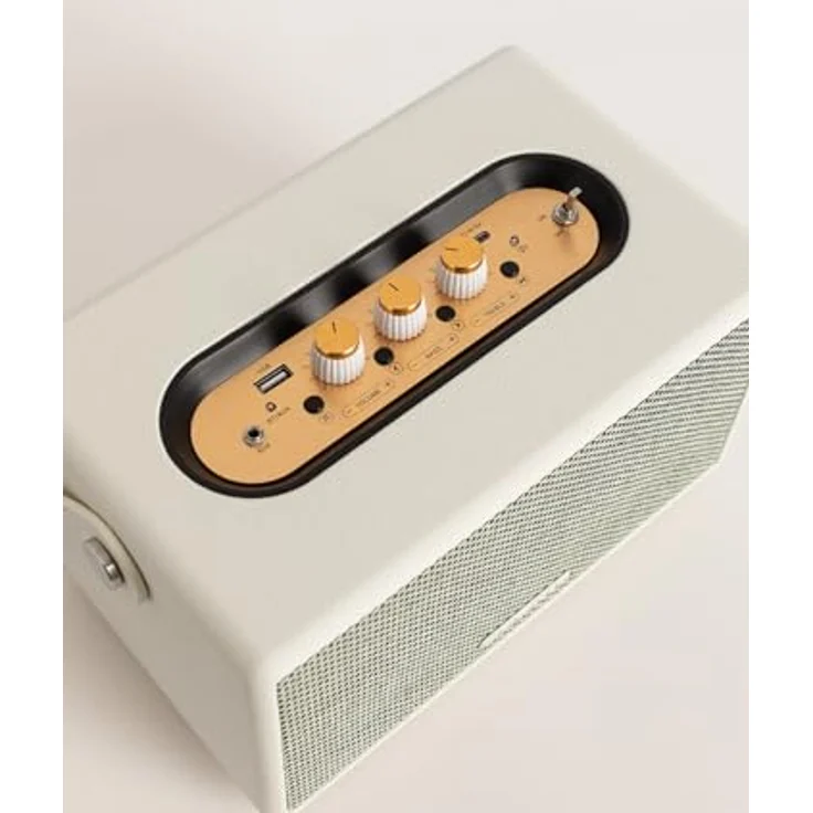 CREATE Retro Lautsprecher, tragbarer 40W Bluetooth-Speaker in Cremeweiß mit USB, AUX und bis zu 5 Stunden Betriebsdauer – Bild 3
